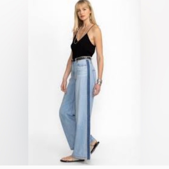 Johnny Was Denim - Johnny Was High Waist Wide Leg  Light Blue Denim